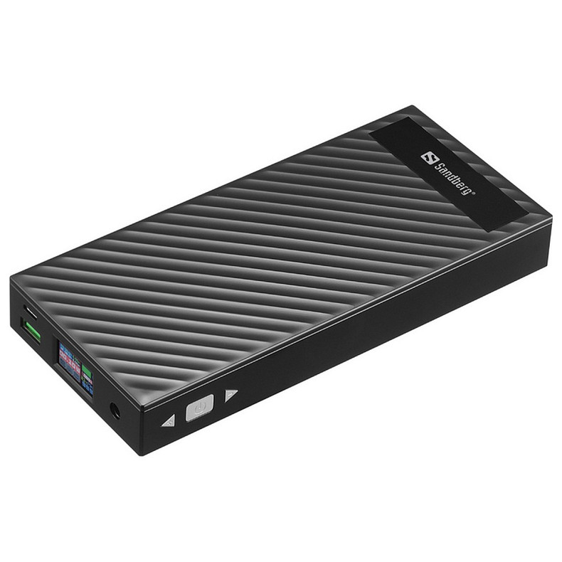 Універсальна мобільна батарея Sandberg PD 30000mAh 200W PD+DC, UPS mode, DC 3V-25V/4.8A USB QC3.0,Type-C in/out, дисплей