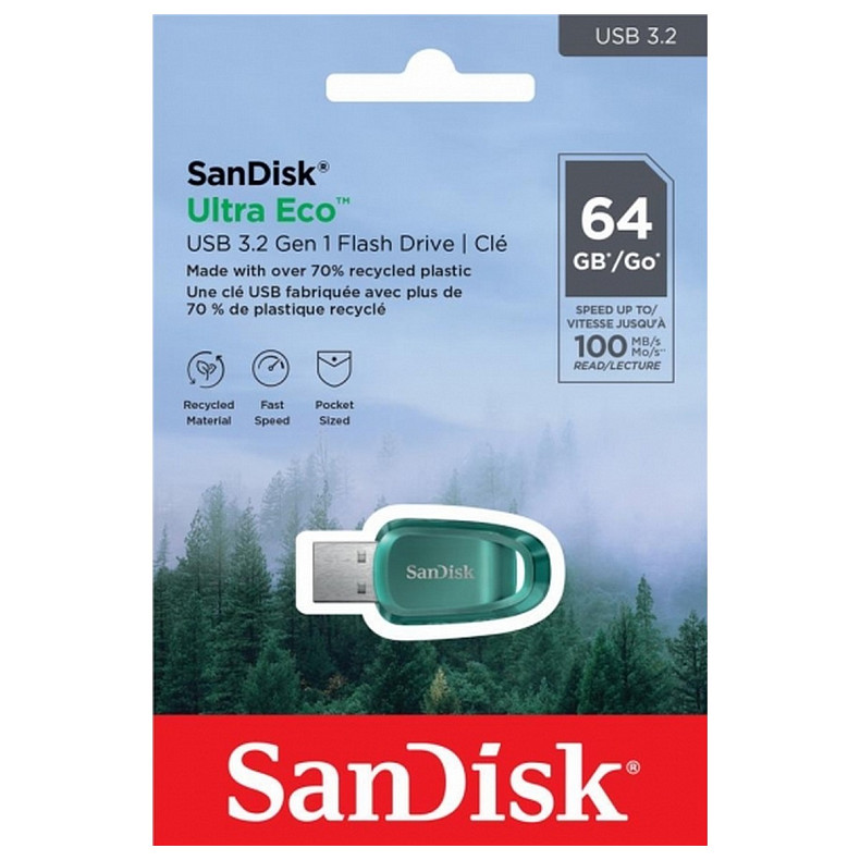 Накопичувач SanDisk 64GB USB 3.2 Type-A Ultra Eco