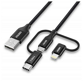 Кабель Choetech USB - Lightning + microUSB + USB-C, 1.2м (IP0030-BK)