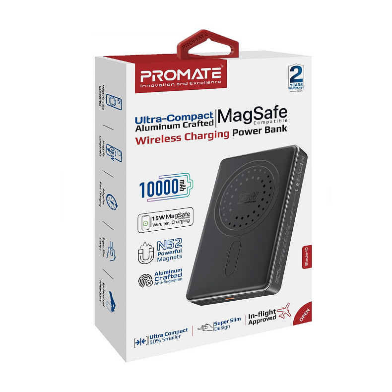 Универсальная мобильная батарея Promate Blade-10 MagSafe 10000mAh 20W Black