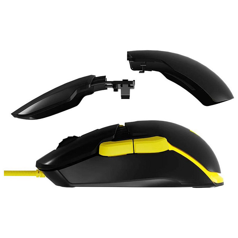 Мышка Modecom Jager Volcano, игровая, 12400dpi., 7кн., RGB, Hot-Swap, custom., черная