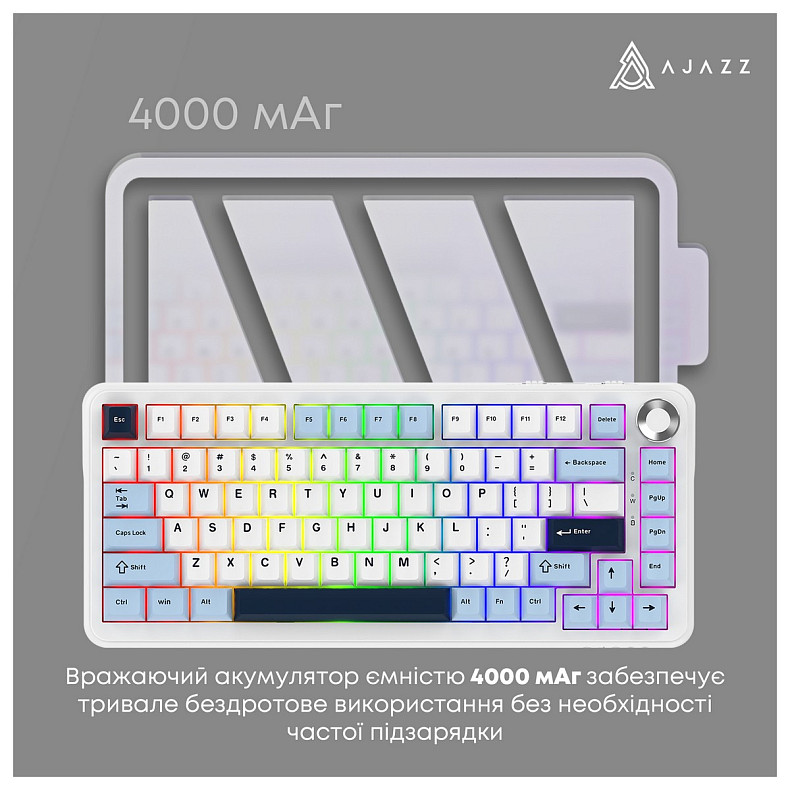 Клавіатура Ajazz AK820 Max Plus Day Dream Switch White (AK820MAX-DD-BWD)