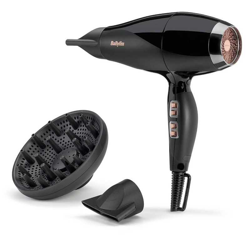 Фен Babyliss Air Power Pro, 2300Вт, 3 режими, дифузор, іоніз-я, хол. обдув, кераміка, чорно-рожевий