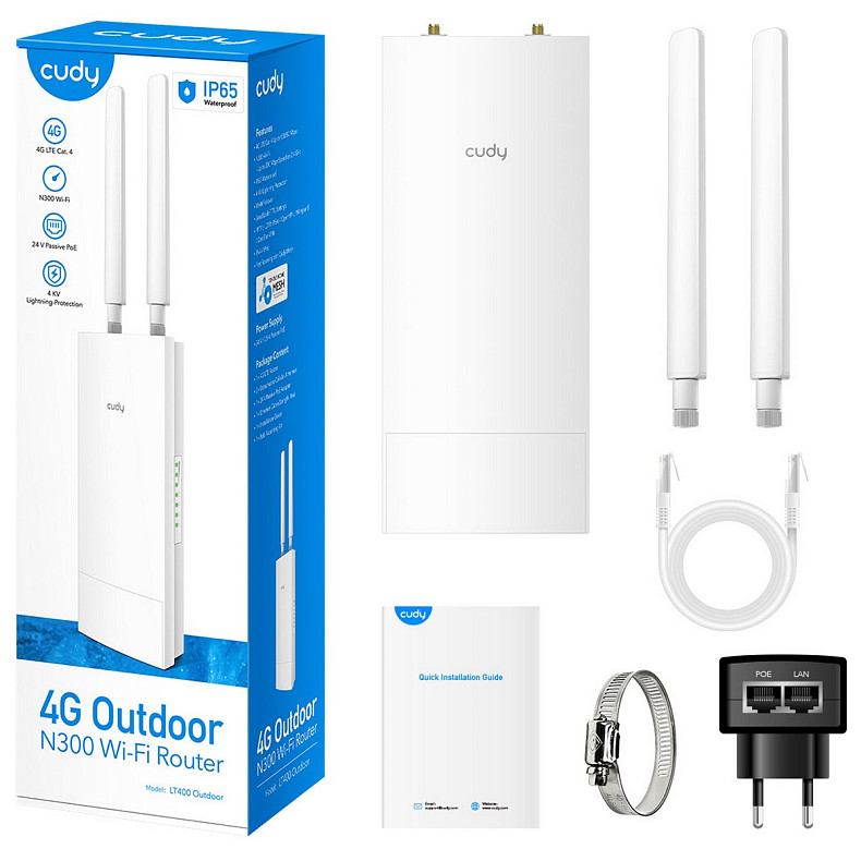 Wi-Fi Роутер Cudy LT400 Outdoor, 4G LTE Cat 4 N300 Wi-Fi Router