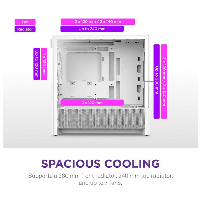Корпус NZXT H3 Flow White без БП (CC-H31FW-01)