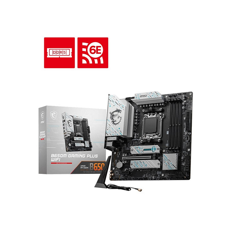 Материнская плата MSI B650M GAMING PLUS WIFI sAM5 B650 4xDDR5 HDMI DP WiFi BT mATX