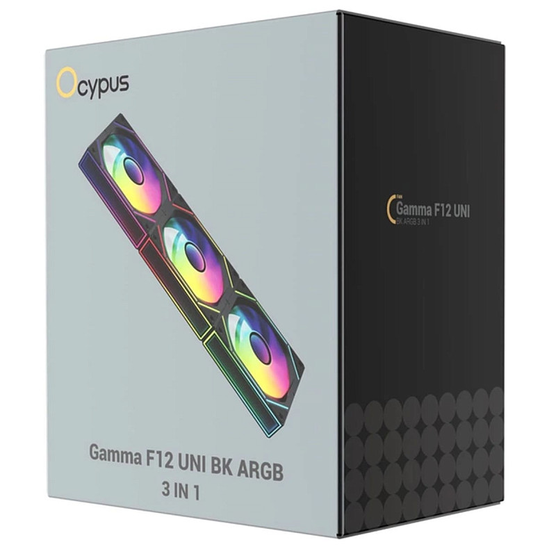 Набір із трьох вентиляторів Ocypus GAMMA F12 UNI BK ARGB 120MM 3 IN 1 (GAMMA-F12-BK3AM00U-GL)