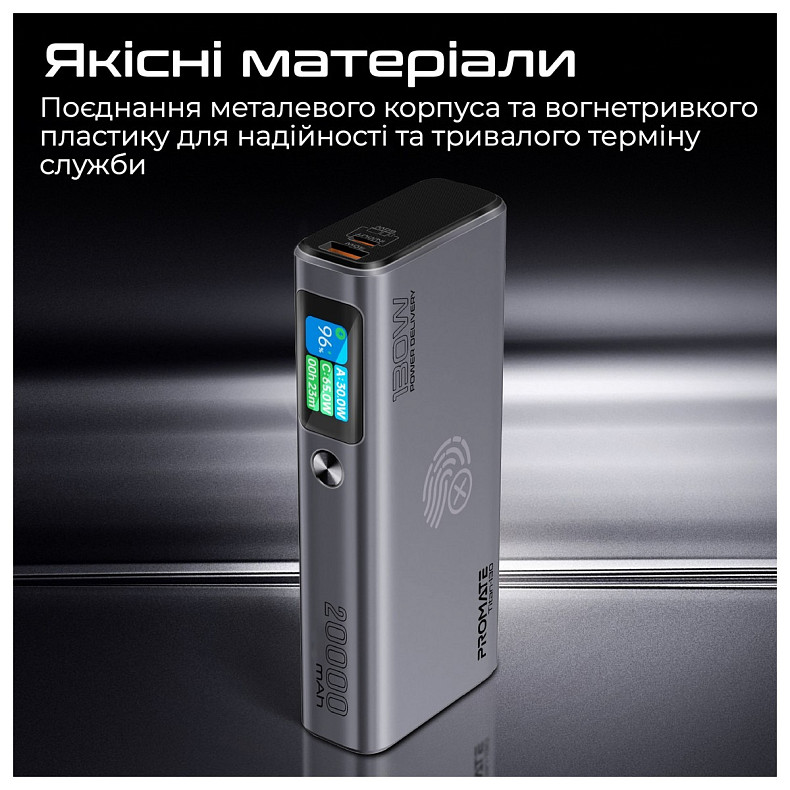 Универсальная мобильная батарея Promate Titan-130 130W 20000mAh Gray