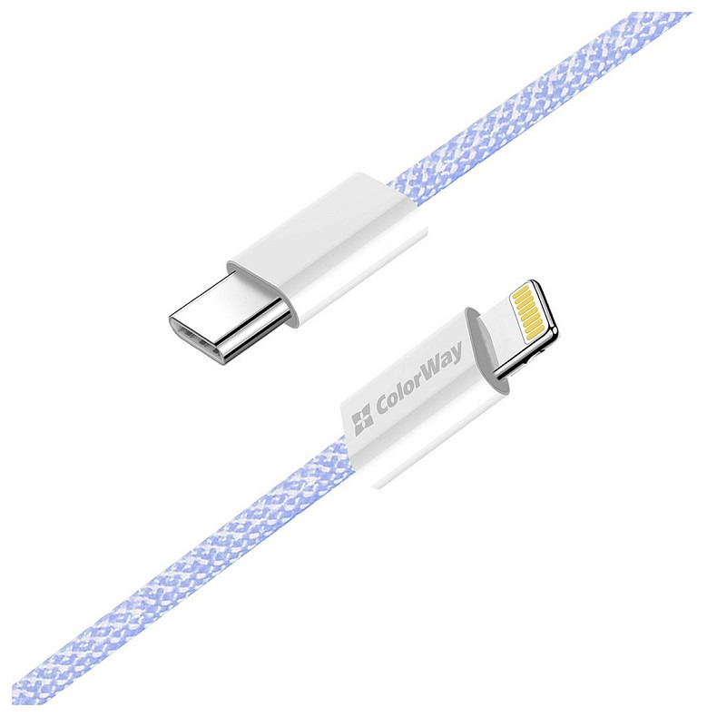 Кабель ColorWay Lightning + Type-C USB (M/M), 3.0 А, 1 м, Purple (CW-CBPDCL061-PU)