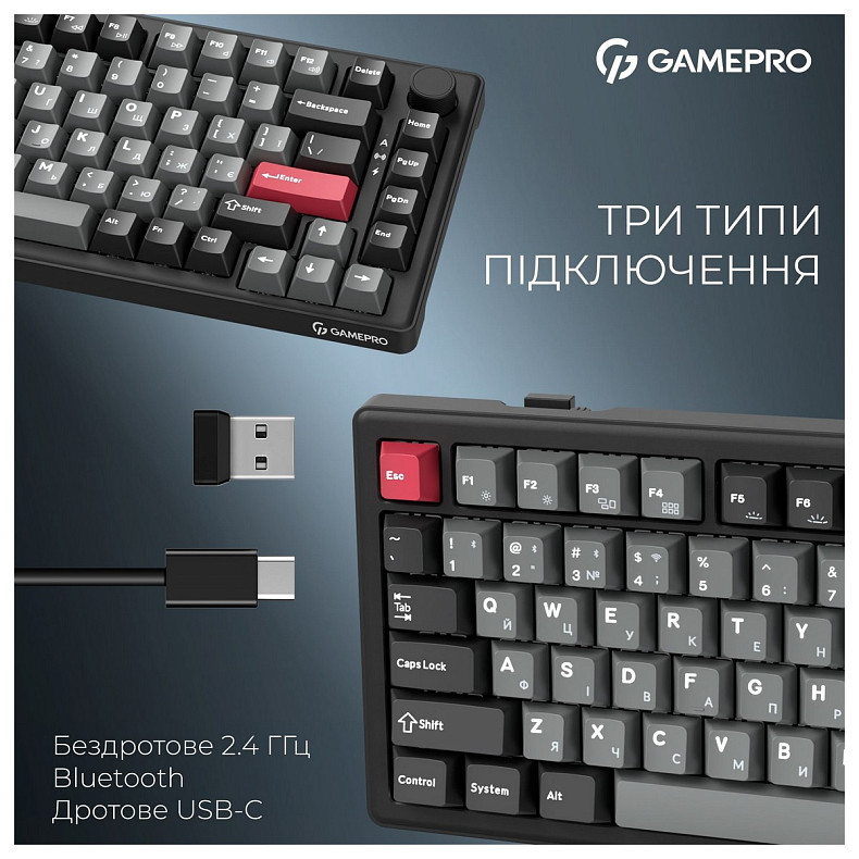 Клавиатура GamePro Asgard Yord Keychron Super Red Switch Black (MK266BK)