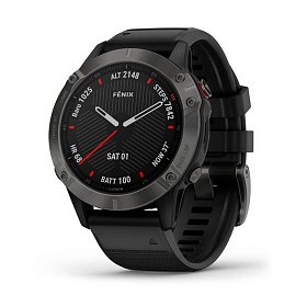 Мультиспортивний годинник GARMIN Fenix 6 Sapphire Carbon Grey DLC with Black Band - Відновлено