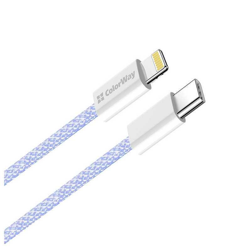 Кабель ColorWay Lightning + Type-C USB (M/M), 3.0 А, 1 м, Purple (CW-CBPDCL061-PU)