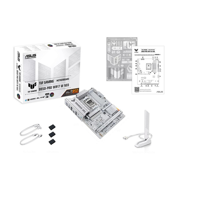 Материнcька плата ASUS TUF GAMING B850-PRO WIFI7 W NEO sAM5 B850 2xDDR5 M.2 HDMI DP Wi-Fi BT ATX біл