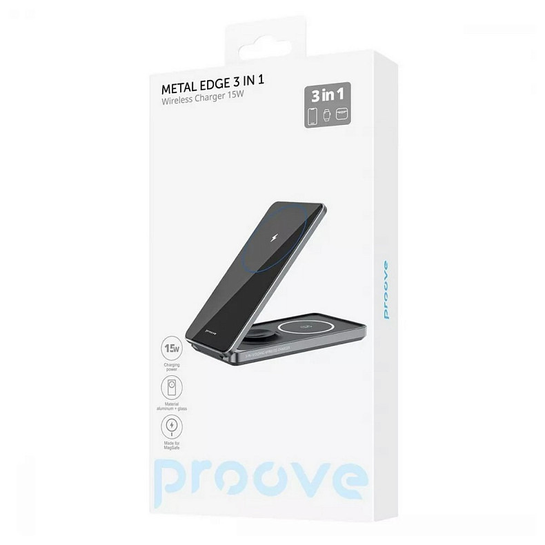 Беспроводное зарядное устройство Proove Metal Edge 3in1 15W Gray (WSME15010003)