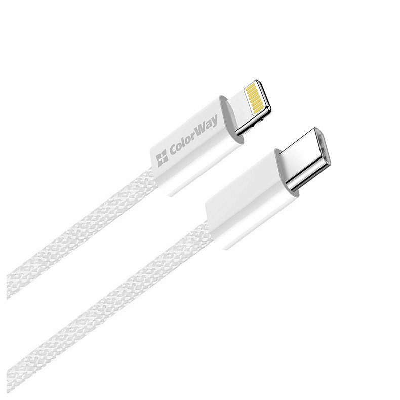 Кабель ColorWay USB Type-C - Lightning (M/M), (braided cotton) (PD Fast Charging 27W), 2 м, Gray (CW