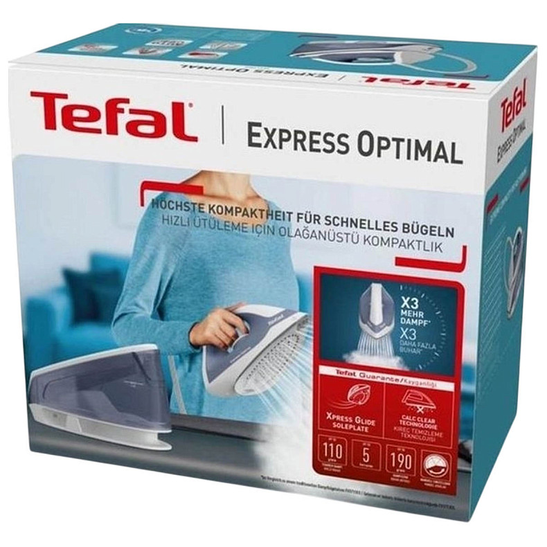 Праска-парогенератор Tefal Optimal, 2200Вт, 1200мл, паровий удар -190гр, постійна пара - 110гр, кера