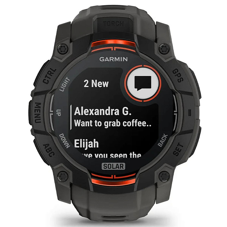 Спортивний годинник GARMIN Instinct 3 50mm Solar Black with Charcoal Silicone