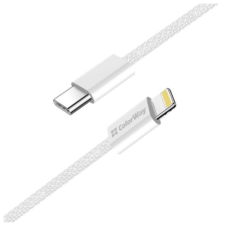 Кабель ColorWay USB Type-C - Lightning (M/M), (braided cotton) (PD Fast Charging 27W), 2 м, Gray (CW