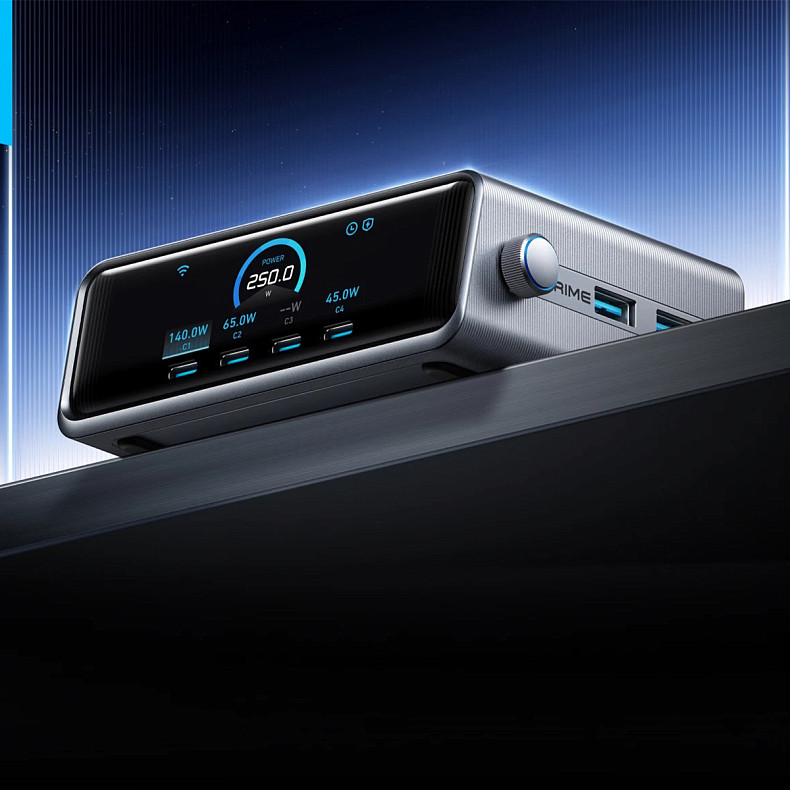 Зарядний пристрій ANKER GaNPrime Charger - 250W, 4xUSB-C PD & 2xUSB-A Black (A2345341)
