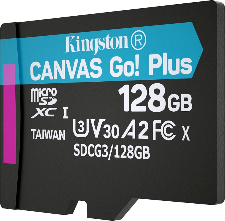 Карта памяти Kingston 128GB microSDXC C10 UHS-I U3 A2 R170/W90MB/s + SD адаптер (SDCG3/128GB)