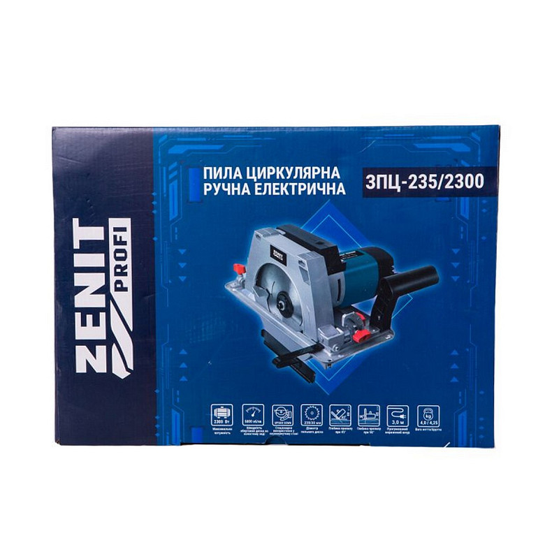 Пила дисковая Зенит ЗПЦ-235/2300 Профи 2300Вт 235мм 7.7кг