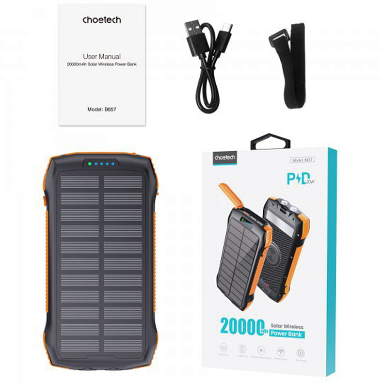 Портативний зарядний пристрій Choetech 20000mAh PD20W+QC18W Black-Orange (B657-OR)