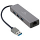 USB-хаб USB-A на Gigabit Ethernet, 3 порти USB 3.1 Gen1 (5 Gbps), 1000 Mbps, метал, сірий