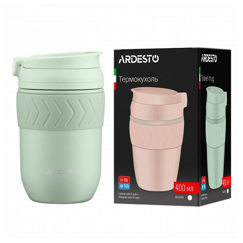 Термокружка Ardesto Cosy, 400мл, нержавеющая сталь, зеленая (AR2640GC)