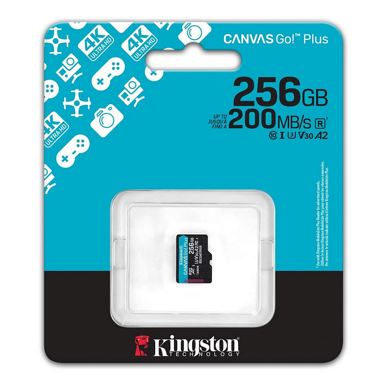 Карта пам'яті MicroSDXC 256 GB UHS-I/U3 Class 10 Kingston Canvas Go! Plus R200/W160MB/s (SDCG4/256GBSP