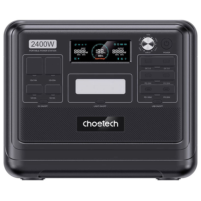 Зарядная станция Choetech BS008 2400Вт (2000Вт/ч) AC, LiFePo4, MPPT, UPS, USB-C PD100 Вт