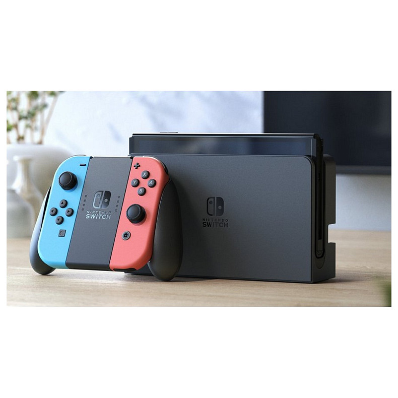 Портативная игровая приставка Nintendo Switch OLED with Neon Blue и Neon Red Joy-Con (045496453442)
