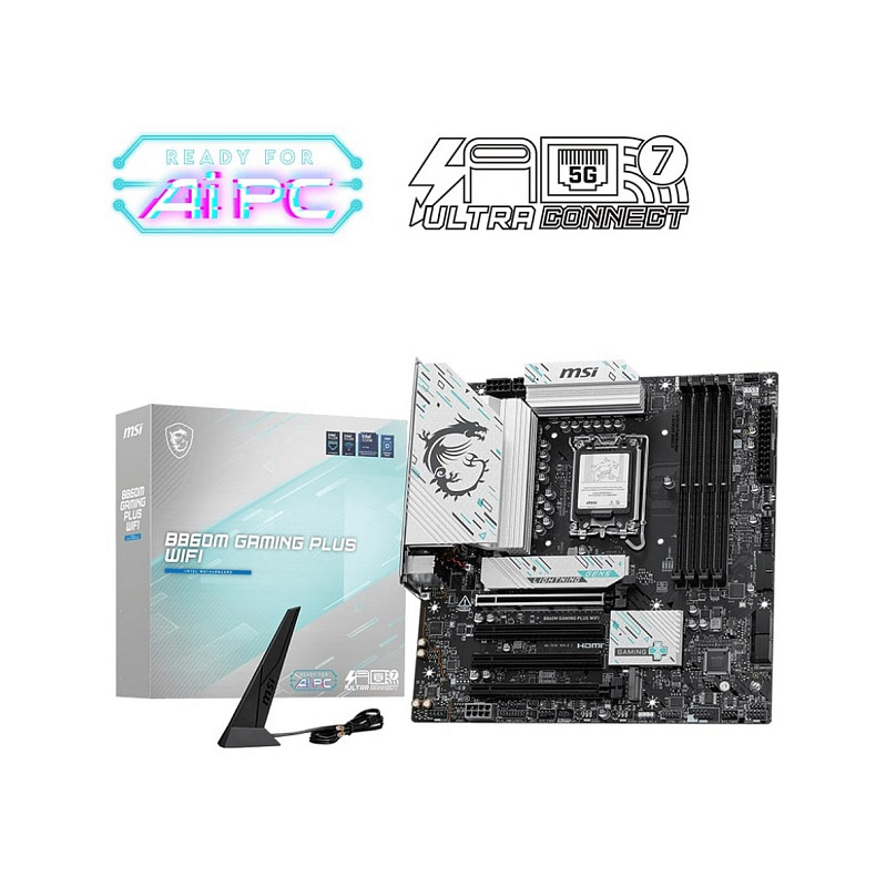 Материнcька плата MSI B860M GAMING PLUS WIFI s1851 B860 4xDDR5 M.2 HDMI DP WiFi BT mATX