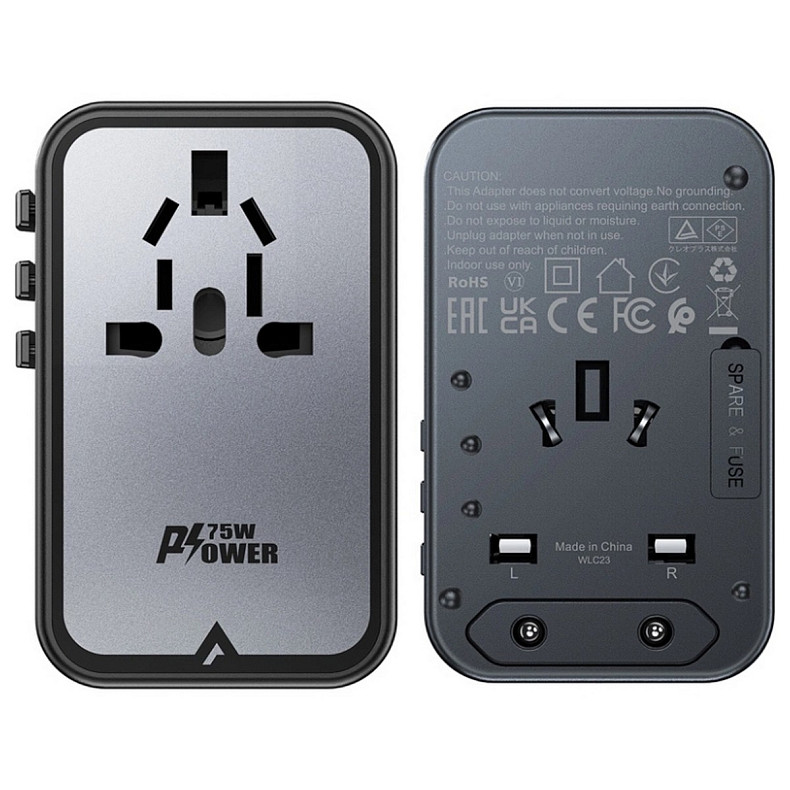 Зарядное устройство 5xUSB 75W (3xUSB-C+2xUSB-A) Gan Z1 Fast Charger Acefast