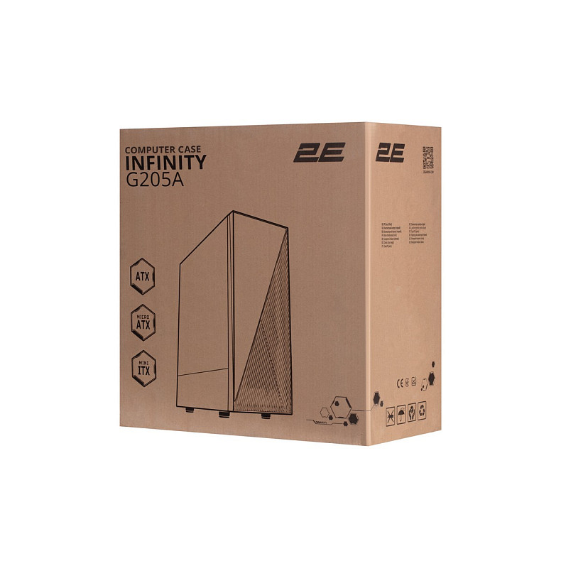 Корпус 2E Gaming Infinity G205А, без БЖ, 2xUSB 3.0, 1xUSB Type-C, 1x120mm ARGB, 2x120mm, ARGB strip