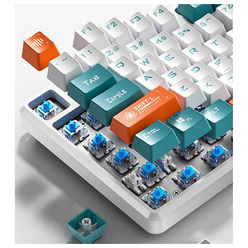 Клавіатура Aula Mechanical F2088 PRO White/Blue, plus 9 Orange keys KRGD blue (6948391234908)