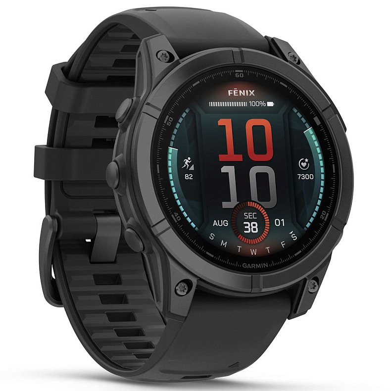 Спортивные часы GARMIN Fenix E 47mm AMOLED Slate Gray with Black Silicone Band