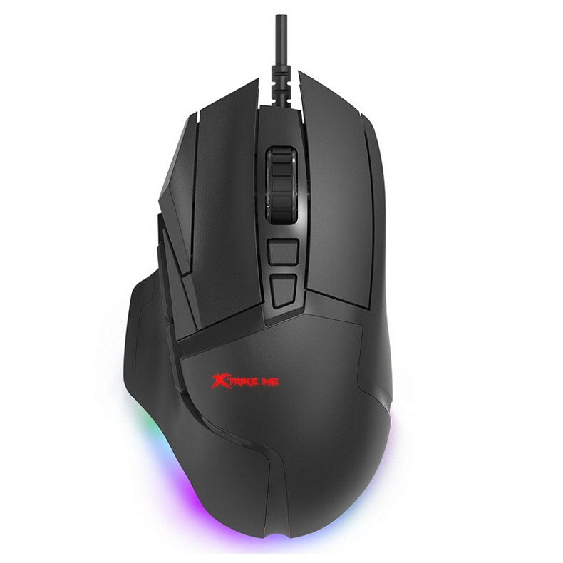 Мишка XTRIKE ME GM-520, ігрова 12800dpi, 9кн, RGB, високий профіль, чорна