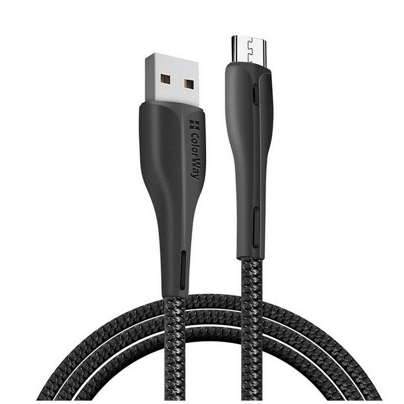 Кабель ColorWay USB-MicroUSB, 2.4А, 1м, PVC+Led, Black (CW-CBUM034-BK)