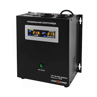 ДБЖ LogicPower LPY-W-PSW-2000VA+ (1400Вт)10A/20A, с правильною синусоїдою, 24V, настінний (LP4146)