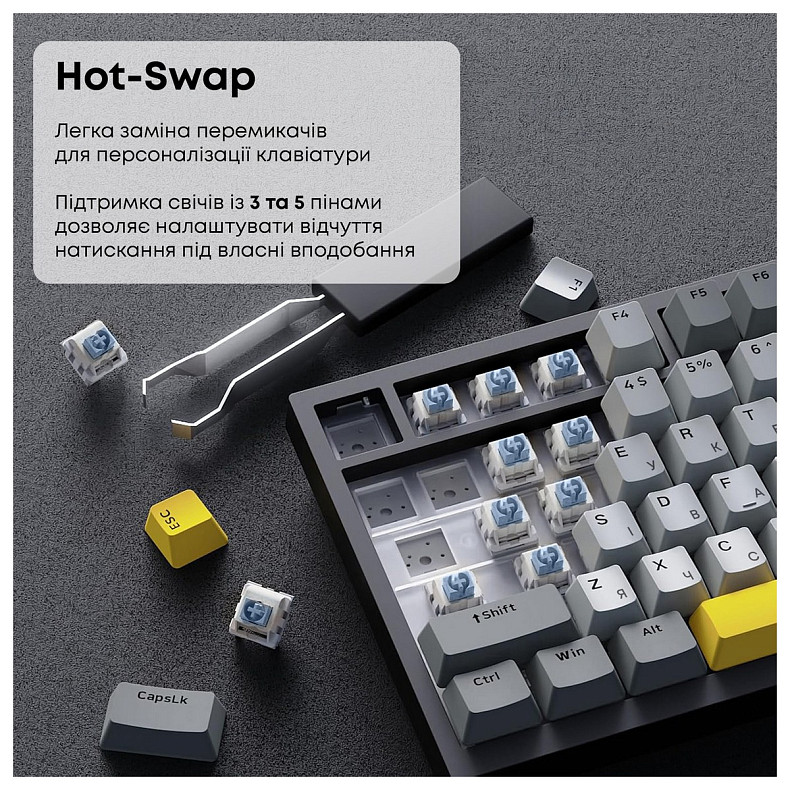 Клавіатура Ajazz AK820 Sea Salt Switch Black USB-C (AK820-SS-BGY)