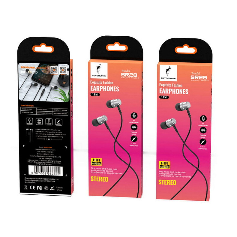 Гарнітура SkyDolphin SR28 Metal з mic Silver (SDHF-000473)