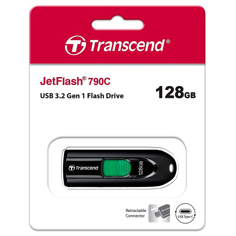 Флеш-накопитель Transcend 128GB USB 3.2 Type-C JetFlash 790C Черный