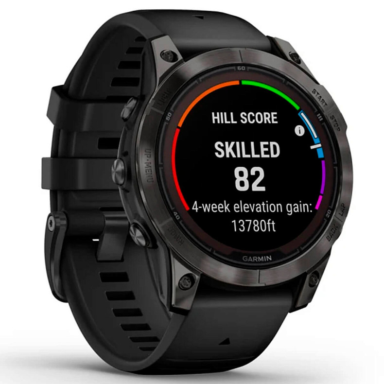 Спортивний годинник GARMIN Fenix 7 Pro Sapphire Solar Carbon Gray DLC Titanium with Black Silicone