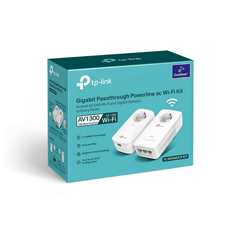 Адаптер Powerline TP-LINK TL-WPA8631PKIT (TL-WPA8631P + TL-PA8010P) AC1200 AV1300 3xGE MESH plug