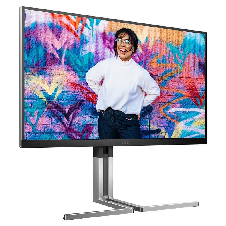 Монитор 27" AOC Q27U3CV, IPS, QHD, HDMI, DP, USB-C, RJ-45, USB-hub, HAS, Pivot, цв, черный
