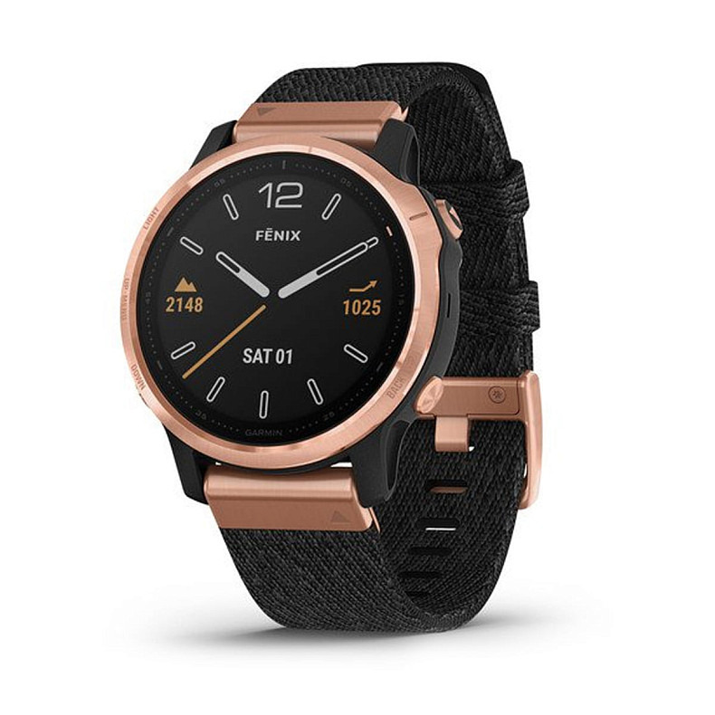 Мультиспортивные часы GARMIN Fenix 6S Sapphire Rose Gold with Heathered Black Nylon Band