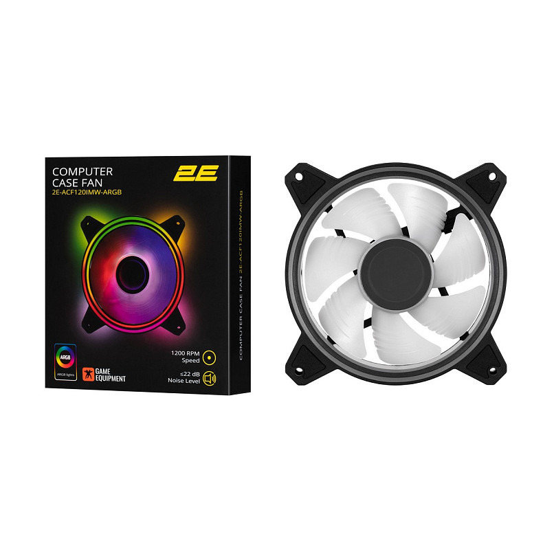 Корпусний вентилятор 2E Gaming Air Cool Infinity M ACF120IMW-ARGB, 120mm, 1200rpm, 3pin, 3pin+5VAura