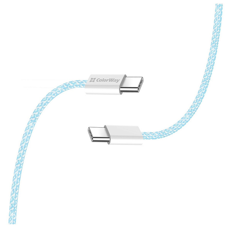 Кабель ColorWay USB Type-C + USB Type-C (M/M), 3.0 А, 1 м, Blue (CW-CBPDCC061-BL)