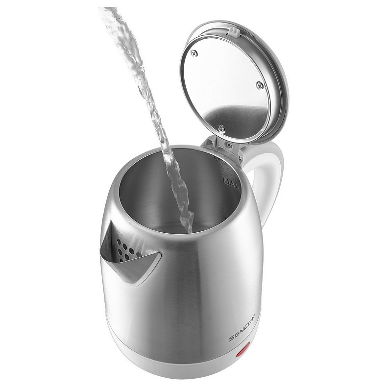 Электрочайник Sencor 1.2л, Strix, нержавеющая сталь, бело-серый