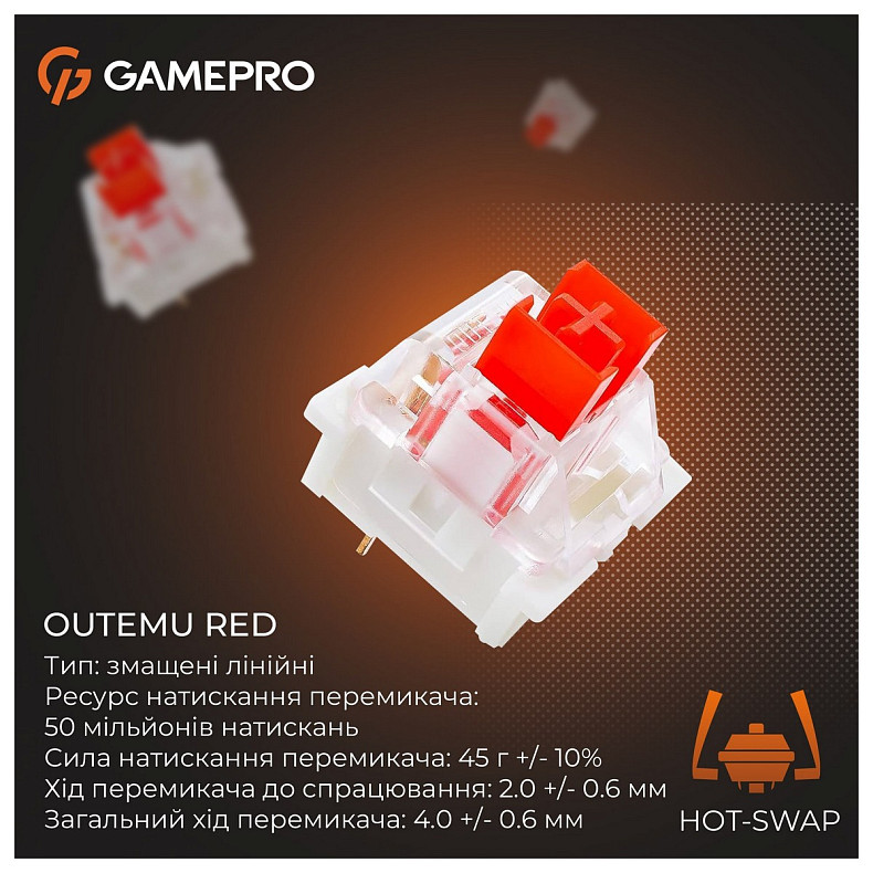 Клавіатура GamePro Genesis Metallic MK110B Outemu Red Swithes USB Black